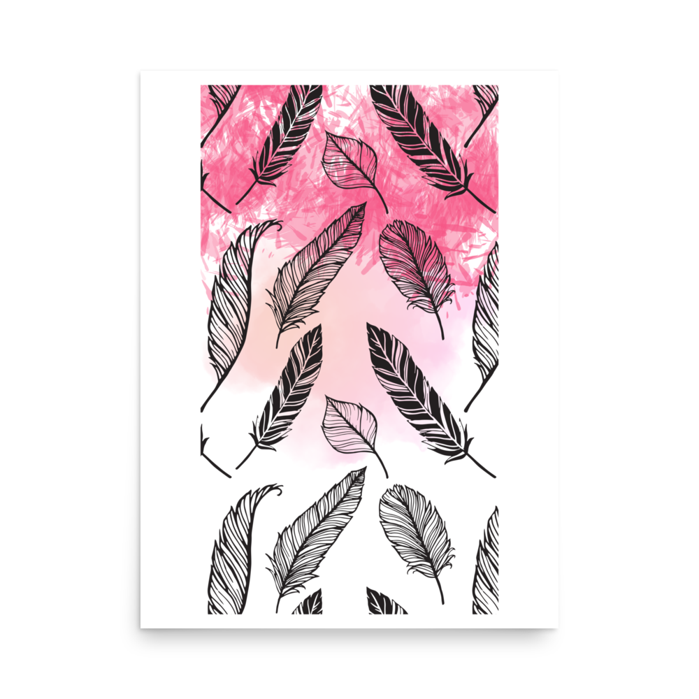Falling Feathers Matte Paper Poster