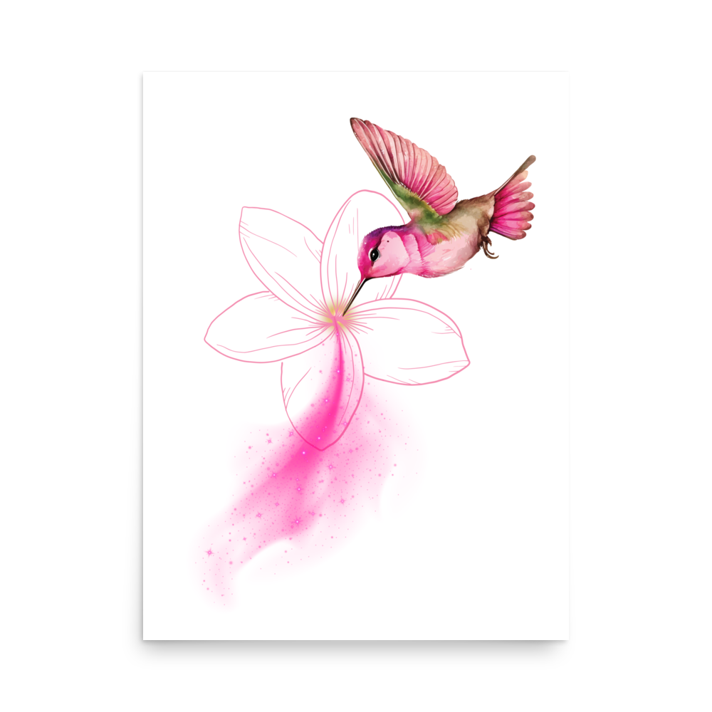 Hummingbird Flower Matte Paper Poster