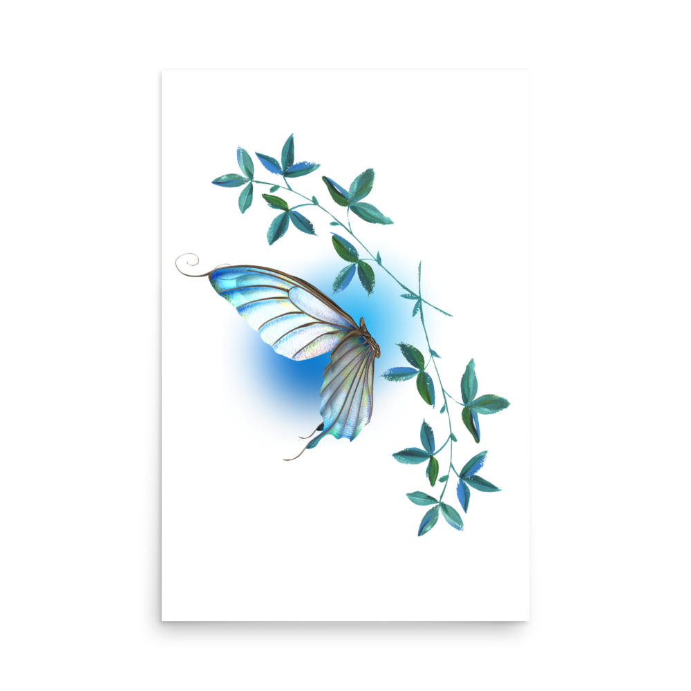 Minimal Butterfly Leaves Matte Paper Poster