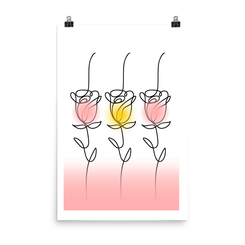 Roses Line Art Matte Paper Poster