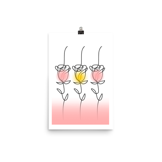 Roses Line Art Matte Paper Poster