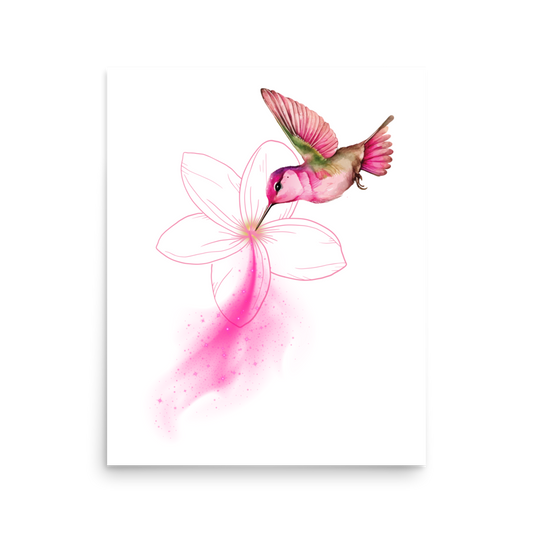 Hummingbird Flower Matte Paper Poster