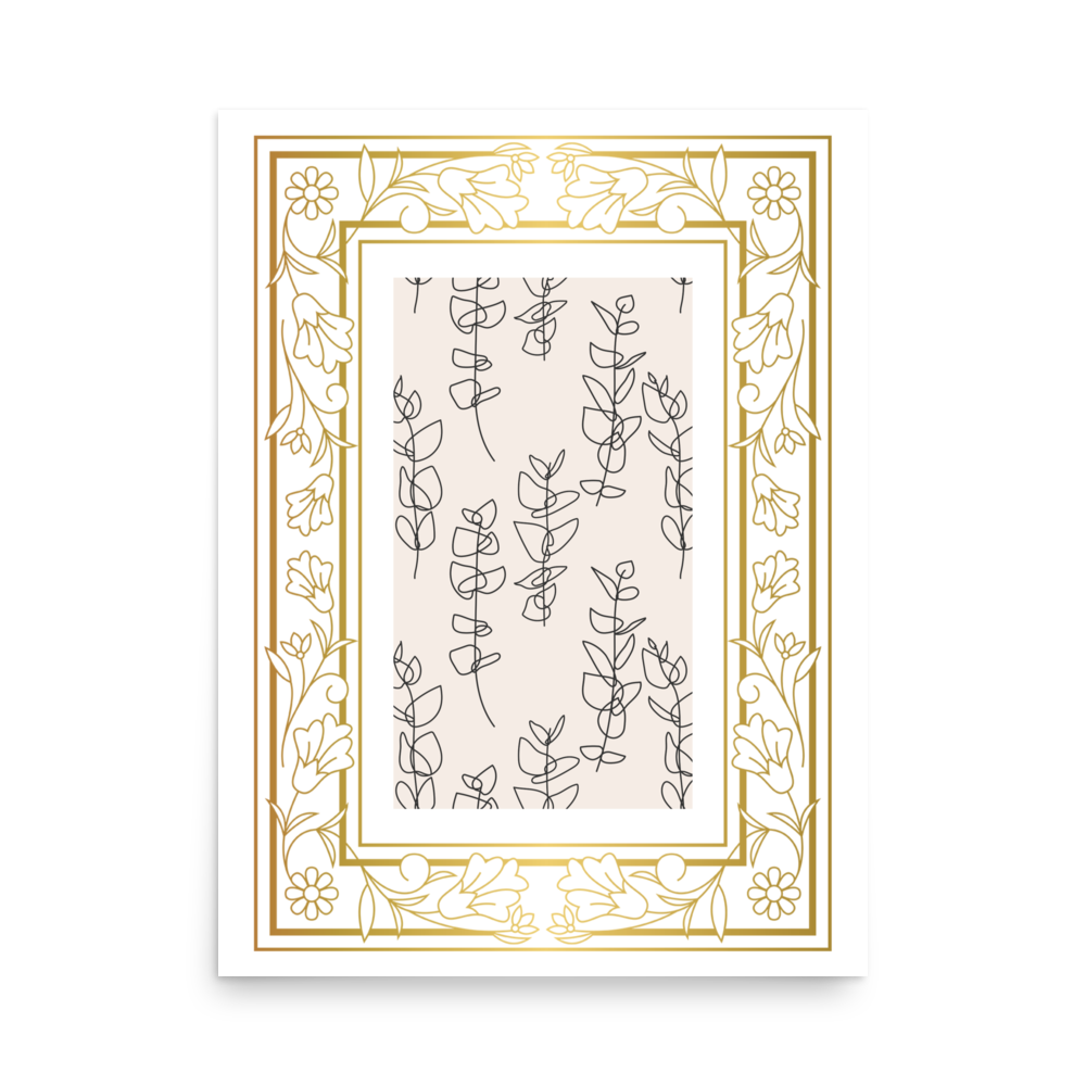 Flower Stems Line Art Matte Paper Poster