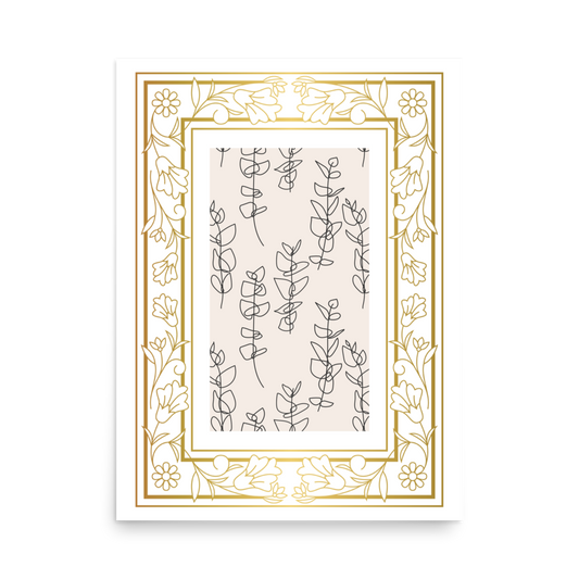 Flower Stems Line Art Matte Paper Poster