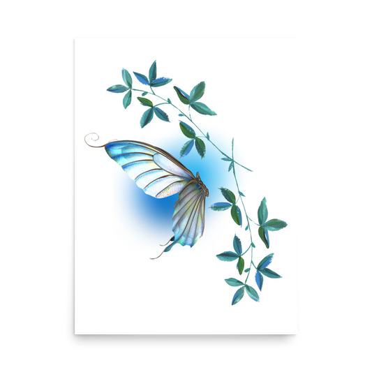 Minimal Butterfly Leaves Matte Paper Poster